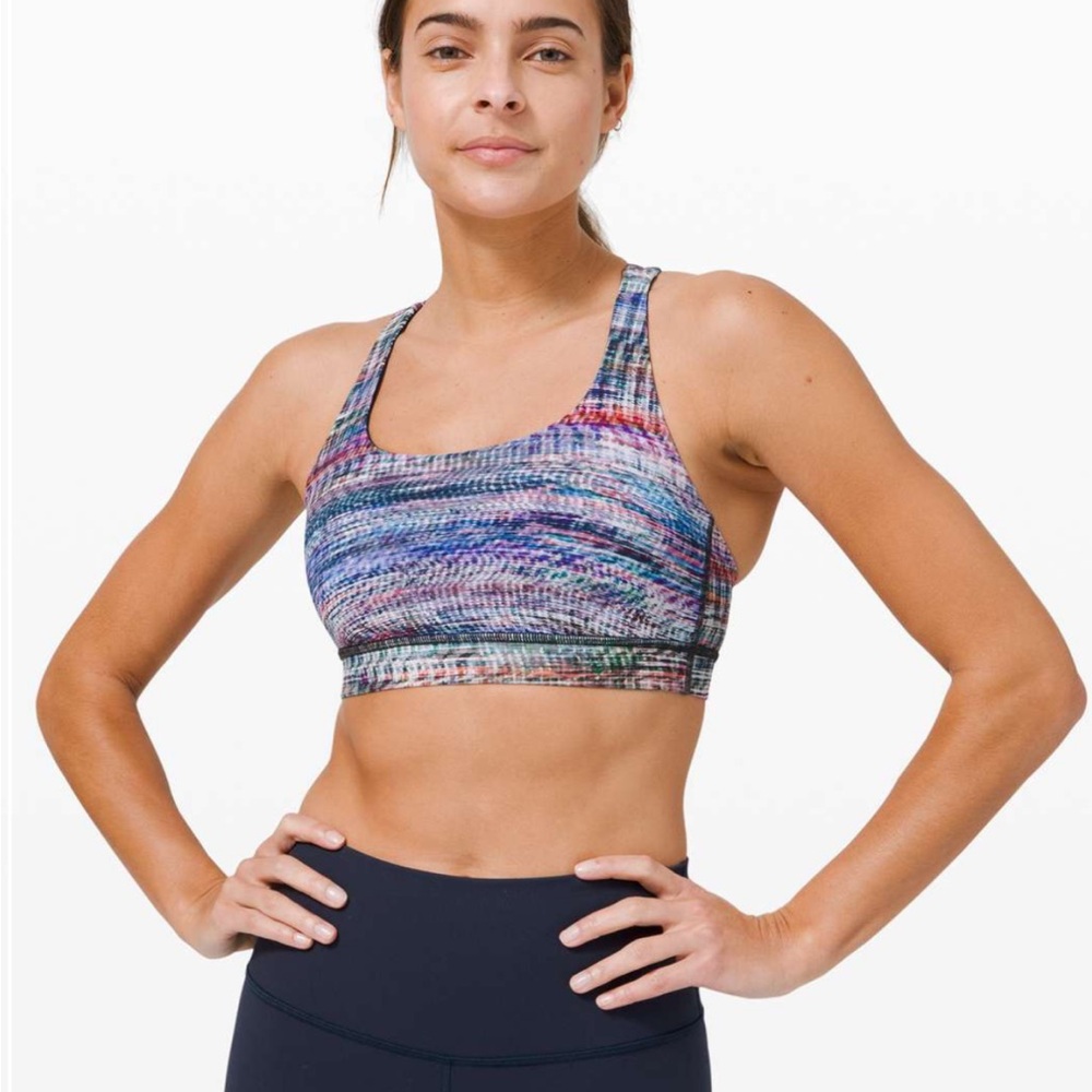Lululemon Energy Bra Medium Support Digital Oasis Alpine White Multi